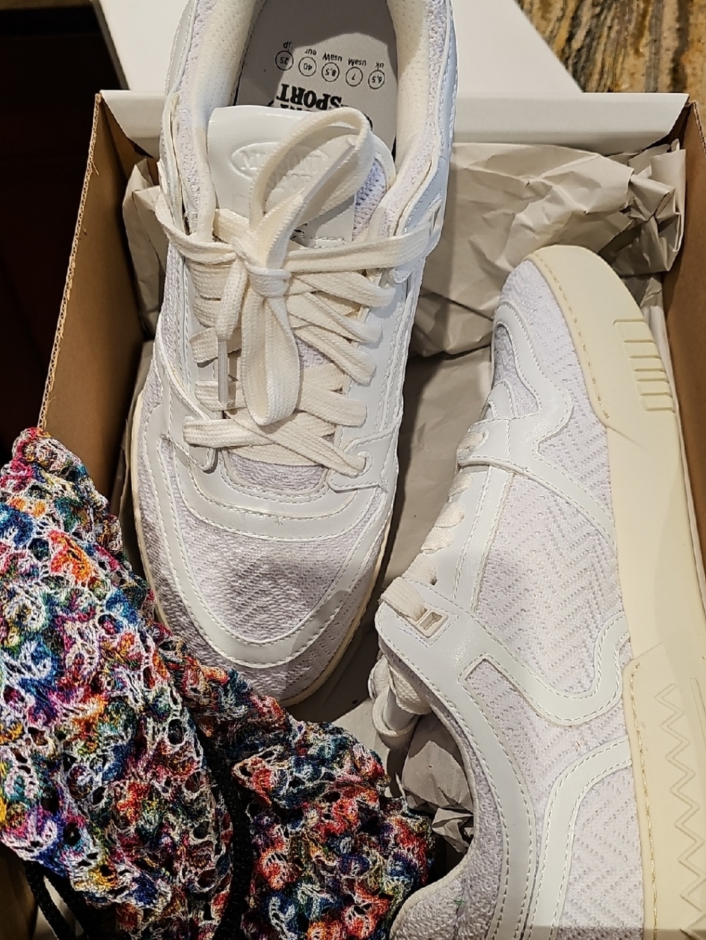 Missoni White and Cream Knit Lace-Up Sneakers